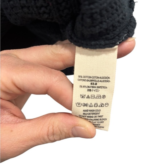 Free People Cropped Short Sleeve Pullover Turtleneck Sweater Navy Blue Small - Picture 6 of 9